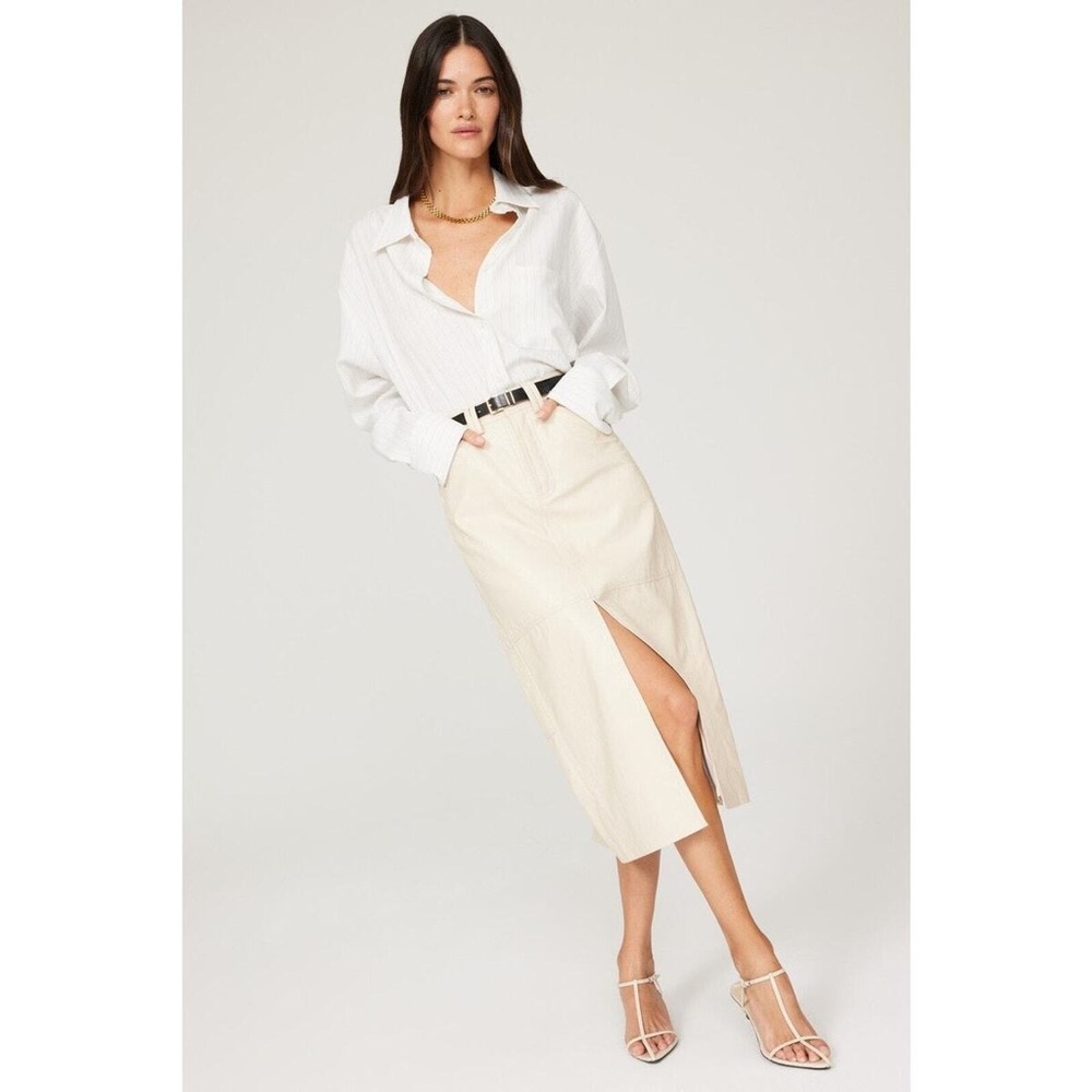 A.L.C. Faux Leather Cream Midi Skirt